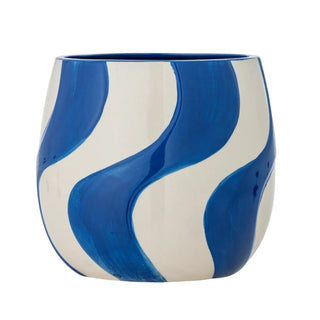 Bloempot aardewerk blauw Romy 20cm van Bloomingville, duidelijk als hoofdfoto afgebeeld