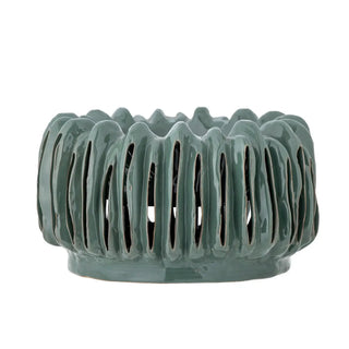 Bloempot aardewerk groen Mavel 25cm van Bloomingville, aan de achterzijde met afwerking zichtbaar