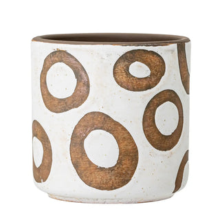 Bloempot terracotta wit Avo Deco 12cm van Bloomingville, aan de achterzijde met afwerking zichtbaar