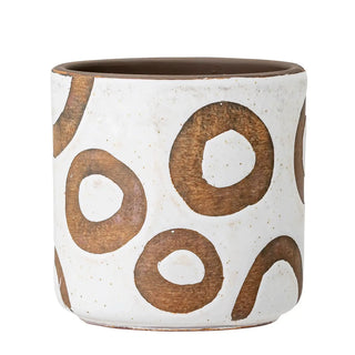 Bloempot terracotta wit Avo Deco 12cm van Bloomingville, vanuit een aanvullend productaanzicht