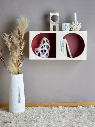 Boekenkast wit Graphic 60cm van Bloomingville, van opzij met verhoudingen en constructie zichtbaar