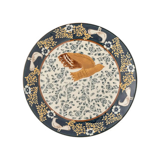 Bord aardewerk blauw Hezha 16cm van Bloomingville, schuin bekeken met vorm en afwerking zichtbaar