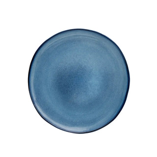 Bord aardewerk blauw Sandrine 22cm van Bloomingville, schuin bekeken met vorm en afwerking zichtbaar