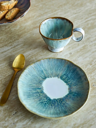 Bord aardewerk groen Imogen 16cm van Bloomingville, aan de achterzijde met afwerking zichtbaar