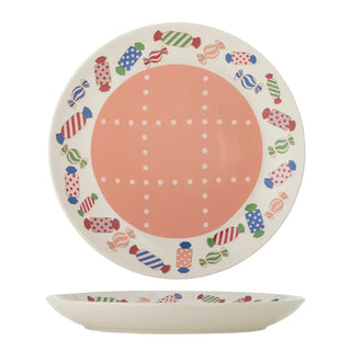 Bord aardewerk multi Caramella 30cm van Bloomingville, van dichtbij met materiaal en afwerking zichtbaar