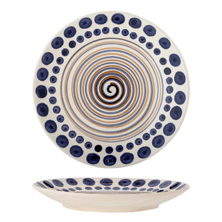 Bord aardewerk wit/blauw Shama Ø27×4 cm van Bloomingville, duidelijk als hoofdfoto afgebeeld