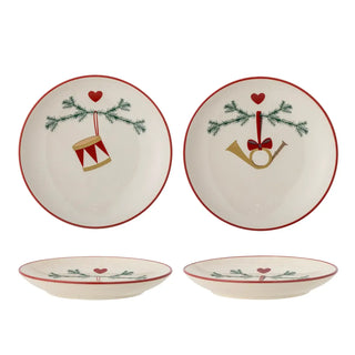 Borden aardewerk beige yule 16cm - set van 2 van Bloomingville, van bovenaf met vorm en indeling zichtbaar