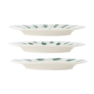 Borden aardewerk groen Linora 28cm - set van 3 van Bloomingville, aan de achterzijde met afwerking zichtbaar