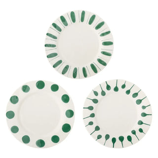 Borden aardewerk groen Linora 28cm - set van 3 van Bloomingville, duidelijk als hoofdfoto afgebeeld