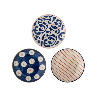 Bordenset aardewerk blauw Eviaya Ø16 cm - set van 3 van Bloomingville, duidelijk als hoofdfoto afgebeeld