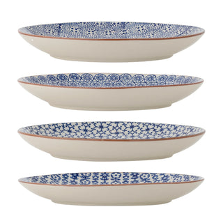 Bordenset blauw Karine Ø25 cm - 4 stuks van Bloomingville, aan de achterzijde met afwerking zichtbaar