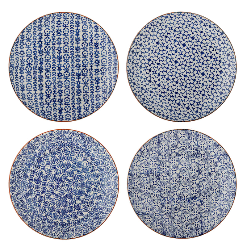 Bordenset blauw Karine Ø25 cm - 4 stuks van Bloomingville, duidelijk als hoofdfoto afgebeeld