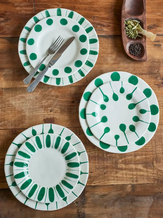 Bordenset groen Linora 22cm - set van 3 van Bloomingville, in een gestileerde detailopstelling