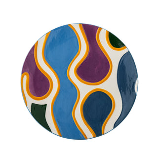 Bordenset Salacia blauw Ø18 cm - 4 stuks van Bloomingville, schuin bekeken met vorm en afwerking zichtbaar