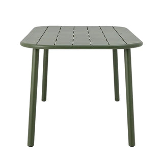 Buitentafel metaal groen Calana 160x90cm van Bloomingville, aan de achterzijde met constructie zichtbaar