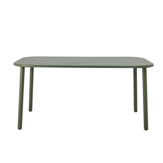 Buitentafel metaal groen Calana 160x90cm van Bloomingville, van bovenaf met vorm en indeling zichtbaar