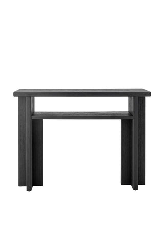Console tafel hout zwart 110cm van Bloomingville, aan de achterzijde met constructie zichtbaar