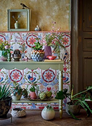 Consoletafel grenen groen Salla 106cm van Bloomingville, van opzij met verhoudingen en constructie zichtbaar