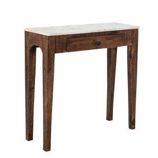 Consoletafel mangohout bruin Hauge 79cm van Bloomingville, van opzij met verhoudingen en constructie zichtbaar