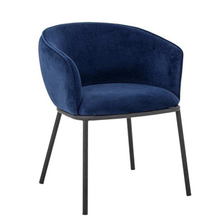 Cortone eetkamerstoel blauw van Bloomingville, aan de achterzijde met constructie zichtbaar