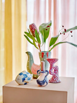 Decoratie aardewerk blauw Eviaya - set van 2 van Bloomingville, in een gestileerde detailopstelling