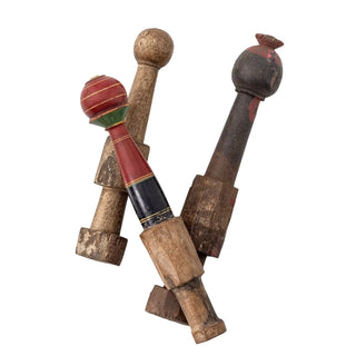 Decoratieobject gerecycled hout bruin Barac van Bloomingville, van bovenaf met vorm en indeling zichtbaar