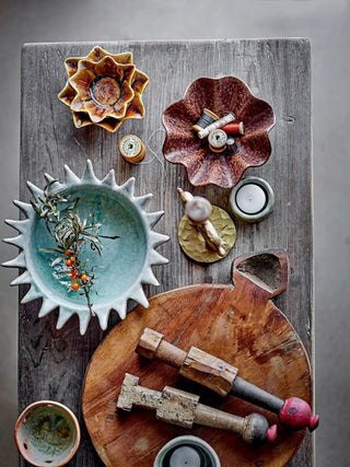 Decoratieobject gerecycled hout bruin Barac van Bloomingville, toegepast in een sfeervolle interieursetting