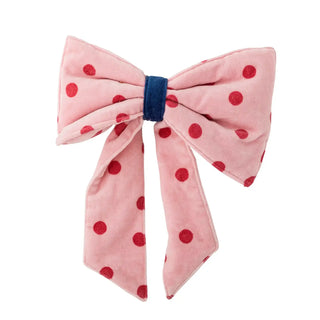 Decorstrik katoen roze Ruby 40cm van Bloomingville, als roze decorstrik met rode stippen op een witte achtergrond