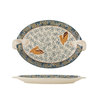 Dienblad aardewerk blauw Hezha 34cm van Bloomingville, duidelijk als hoofdfoto afgebeeld