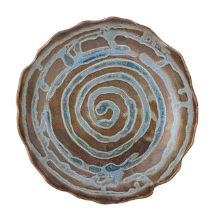 Dienblad aardewerk blauw Marjorie 29cm van Bloomingville, geplaatst in een ruimtelijke woonomgeving