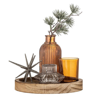 Dienblad glas goud Sanga 18cm van Bloomingville, van bovenaf met vorm en indeling zichtbaar