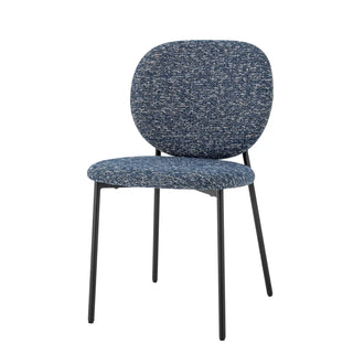 Eetkamerstoel blauw Percey van Bloomingville, aan de achterzijde met constructie zichtbaar