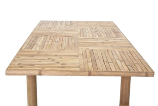 Eettafel bamboe nature Sole 98x200cm van Bloomingville, met stof en structuur van dichtbij zichtbaar