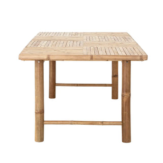 Eettafel bamboe nature Sole 98x200cm van Bloomingville, schuin van voren met vorm en afwerking zichtbaar