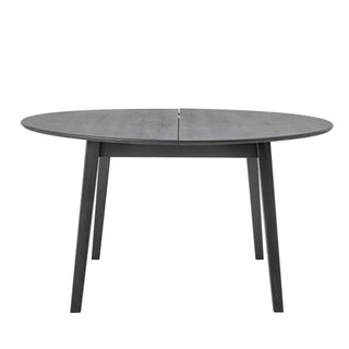 Eettafel eiken zwart rond Peron van Bloomingville, van bovenaf met vorm en indeling zichtbaar