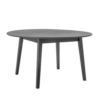Eettafel eiken zwart rond Peron van Bloomingville, met materiaal en structuur van dichtbij zichtbaar