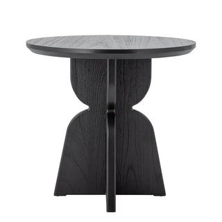 Eettafel hout zwart Vixen 80cm van Bloomingville, van opzij met verhoudingen en constructie zichtbaar