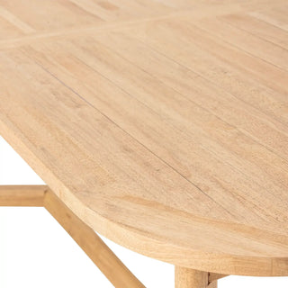 Eettafel rubberwood naturel Serrone 100x200cm van Bloomingville, aan de achterzijde met constructie zichtbaar
