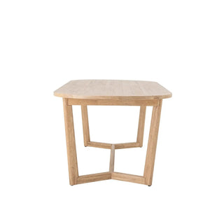 Eettafel rubberwood naturel Serrone 100x200cm van Bloomingville, van opzij met verhoudingen en constructie zichtbaar