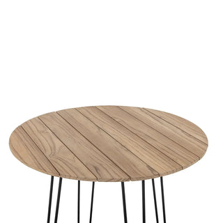 Eettafel teak naturel Molito 90cm van Bloomingville, aan de achterzijde met constructie zichtbaar
