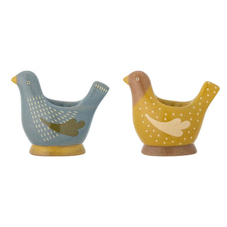 Eierdop aardewerk blauw Birdy - set van 2 van Bloomingville, van bovenaf met vorm en indeling zichtbaar