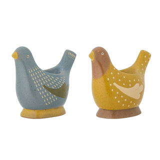 Eierdop aardewerk blauw Birdy - set van 2 van Bloomingville, duidelijk als hoofdfoto afgebeeld