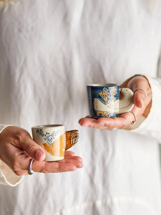 Espressomok blauw Hezha 55ml - set van 2 van Bloomingville, toegepast in een sfeervolle interieursetting