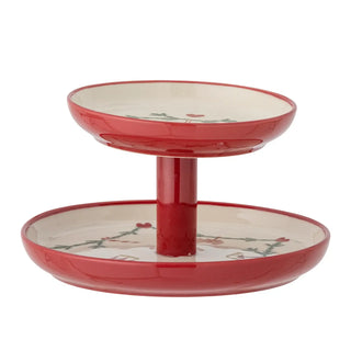 Etagère aardewerk nature Yule 22cm van Bloomingville, schuin bekeken met vorm en afwerking zichtbaar