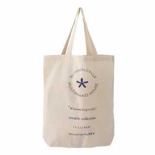Eviaya Shopper katoen blauw van Bloomingville, van opzij met vorm en diepte zichtbaar