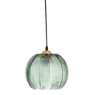 Hanglamp glas donkergroen Adar 22cm van Bloomingville, schuin bekeken met vorm en afwerking zichtbaar