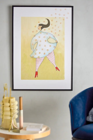 Illustratie hout zwart Ajo 52x72cm van Bloomingville, toegepast in een sfeervolle interieursetting