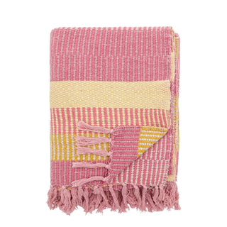 Roze-gele Isnel plaid van gerecycled katoen, 130 x 160 cm