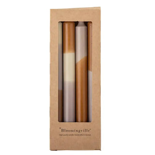Kaarsen multi Dip Dye 25cm - 4 stuks van Bloomingville, schuin bekeken met vorm en afwerking zichtbaar