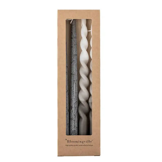 Kaarsen paraffine grijs Frost set - 4 stuks van Bloomingville, aan de achterzijde met afwerking zichtbaar
